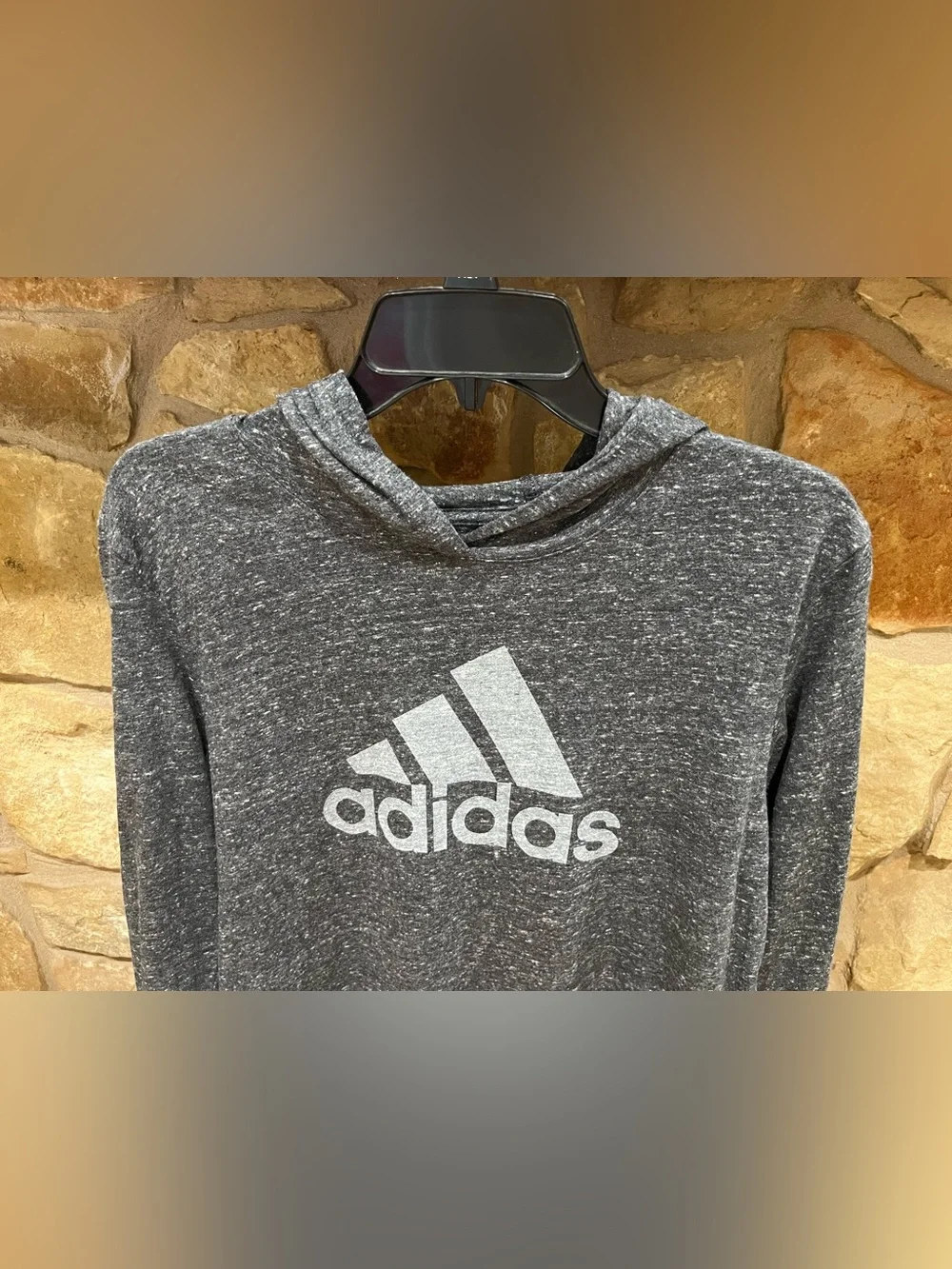 Light Gray Hoodie Shirt Boy's 18/20 or Men XS Adidas Athletic Active Outdoors